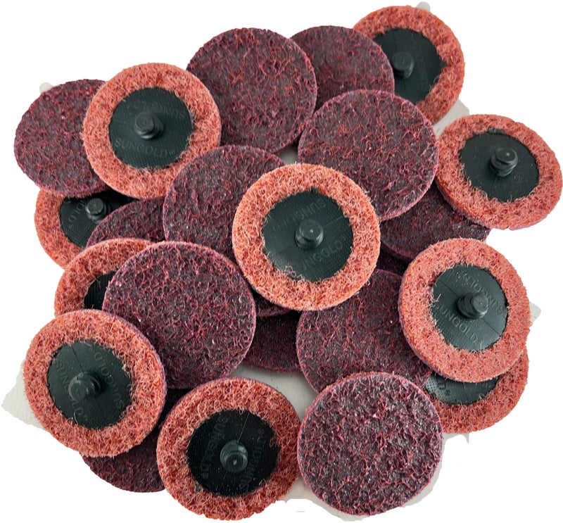 Sungold Abrasives 74913 Non Woven Surface Conditioning R-Type Quick Change Disc, 3-Inch, Maroon (25/box) - Image 1
